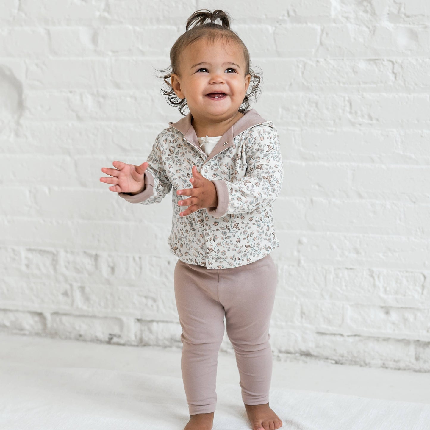 Organic Baby Taylor Reversible Hoodie - Yuma Floral / Wren