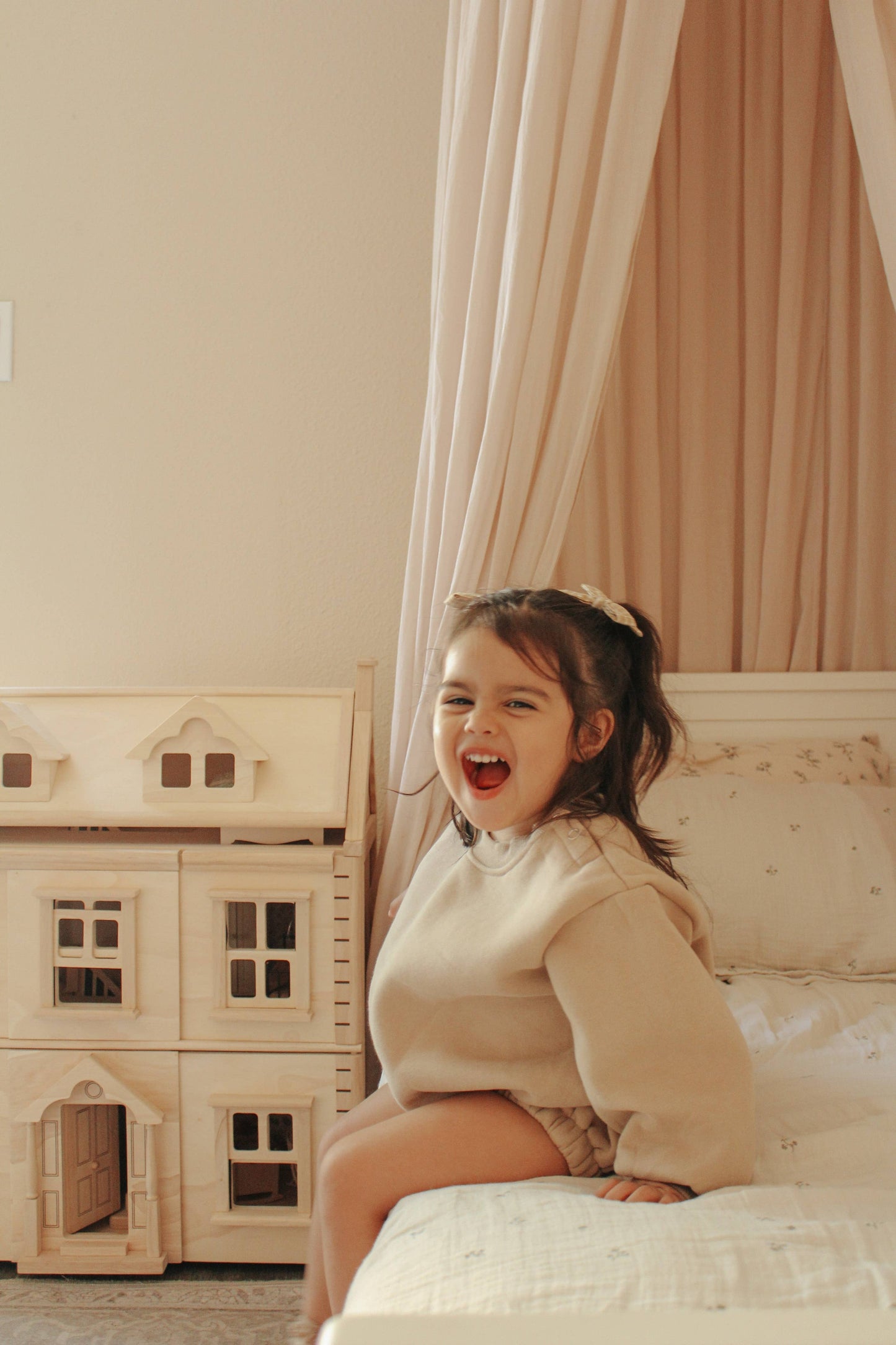 Baby beige sweater bubble romper