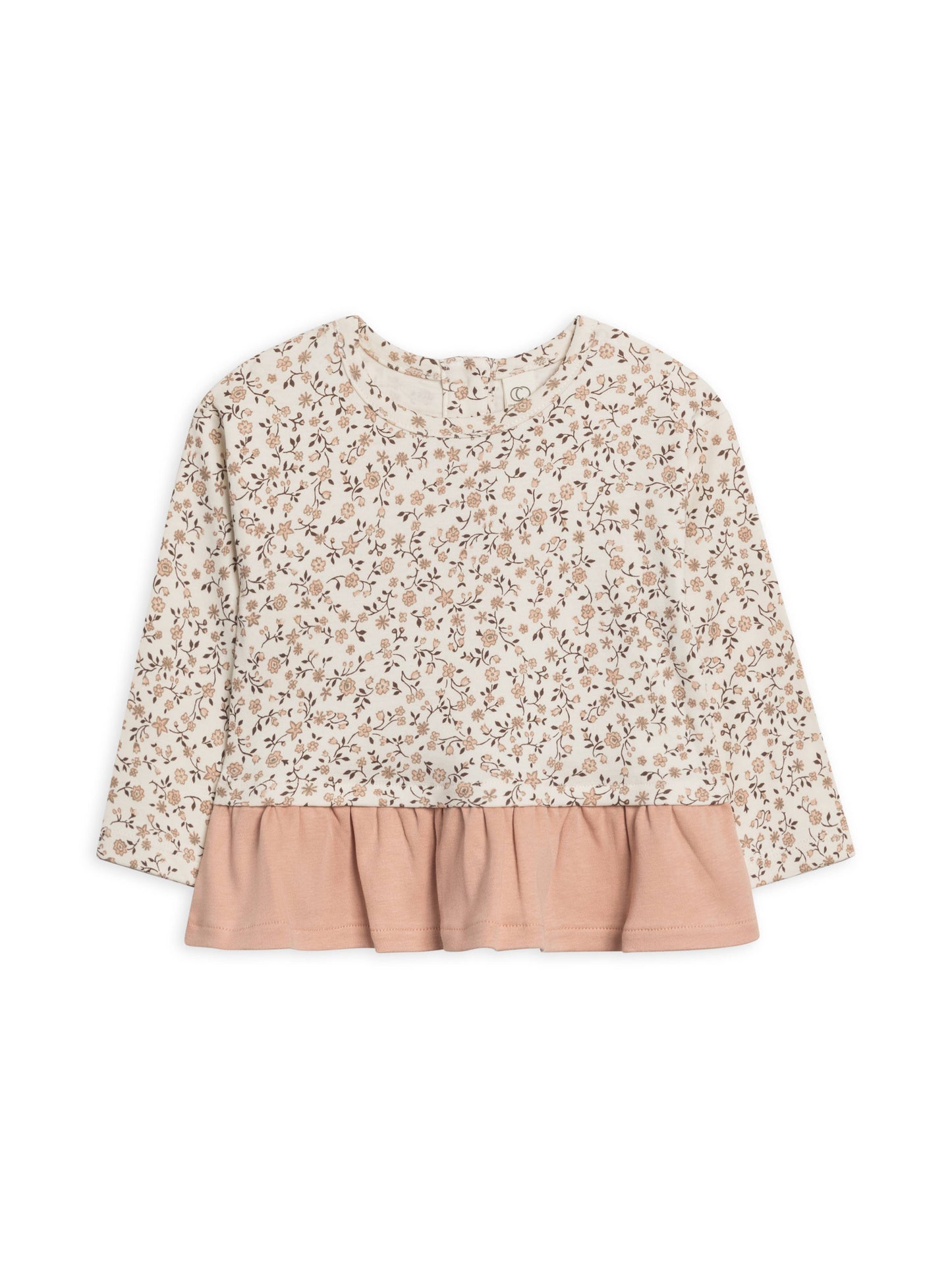 Lily Long Sleeve Ruffle Hem Top-Primrose Floral Taupe/Blush