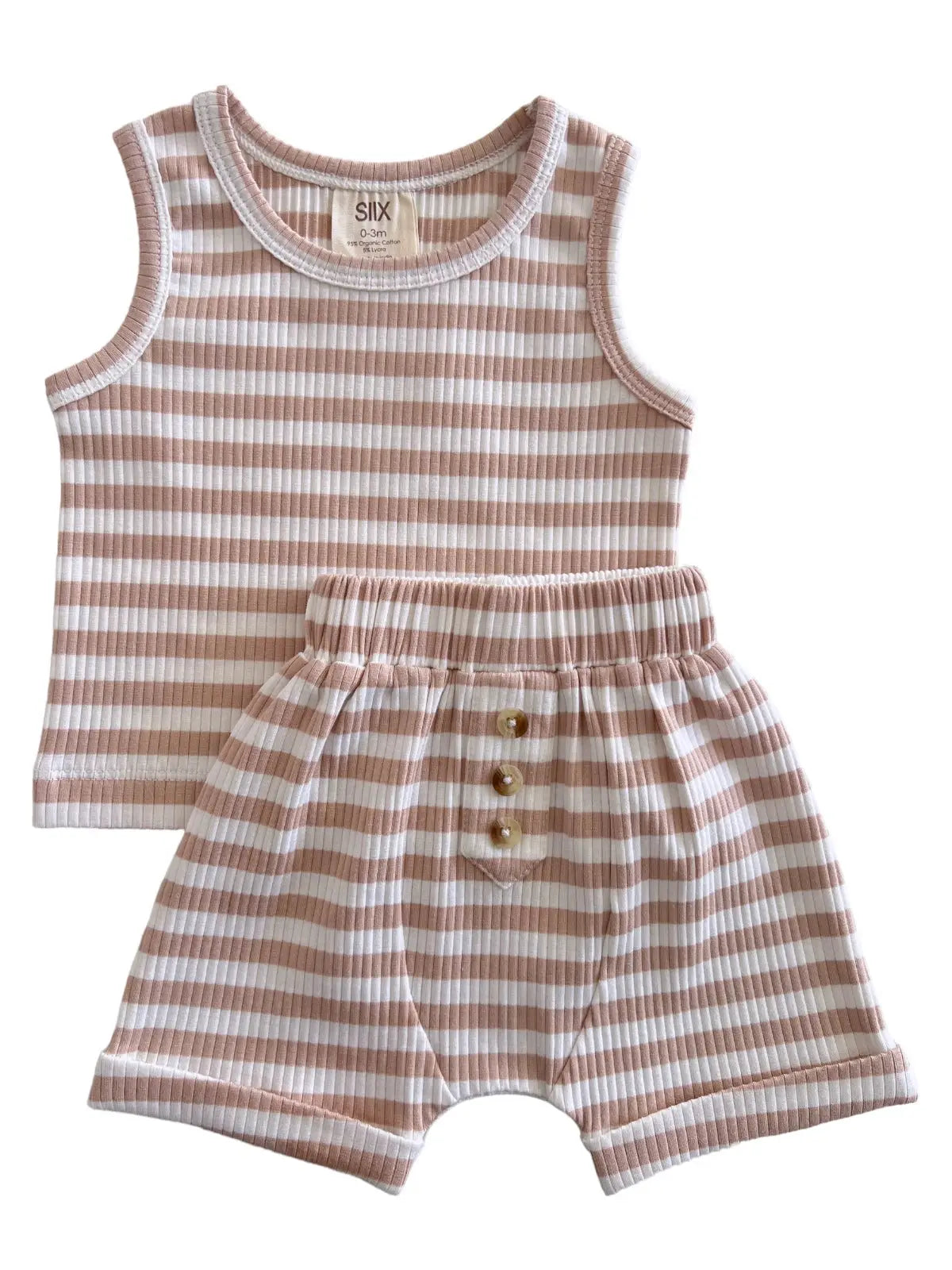 tan striped toddler summer set