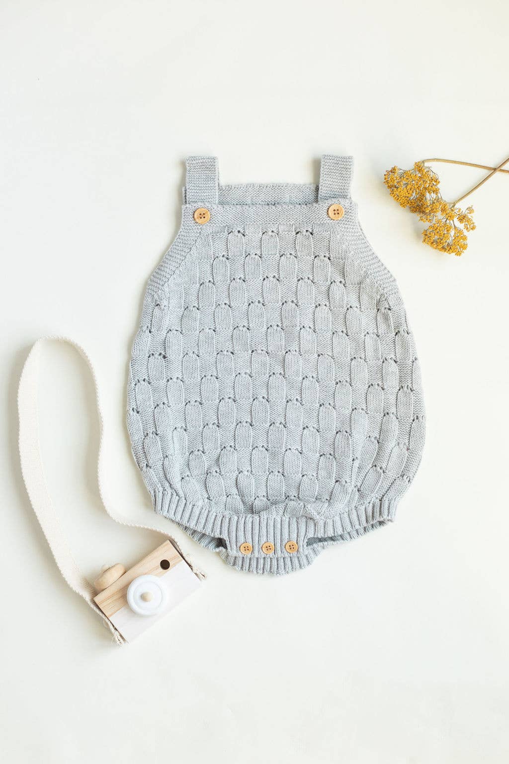 Knitted romper with buttons, spring/summer clothes for baby: Gray/blue