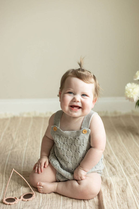 Knitted romper with buttons, spring/summer clothes for baby: Gray/blue