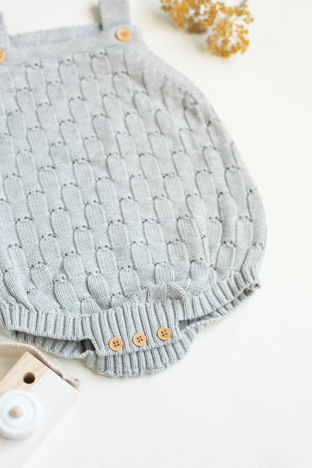 Knitted romper with buttons, spring/summer clothes for baby: Gray/blue