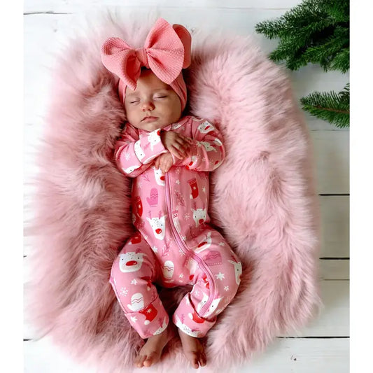 Reindeer Pink / Organic 2-Way Zip Romper